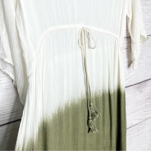 NWT Boho Chic White & Olive Green Maxi Dress Size Medium - Picture 4 of 8